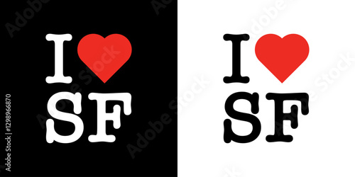 I Love SF San Francisco California Red Heart Lettering T-Shirt Sweatshirt Digital Lettering Vector Design