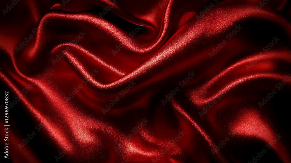 Obraz premium Rich Red Textile Texture Folds and Waves Background with Silky Luxurious Fabric Material Design