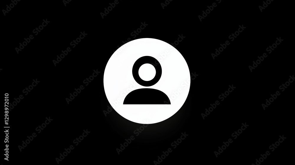 A simple user profile icon on a black background. A simple user profile icon on a black background.