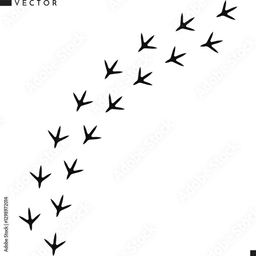 Rooster paw prints silhouette. Chicken paw prints vector