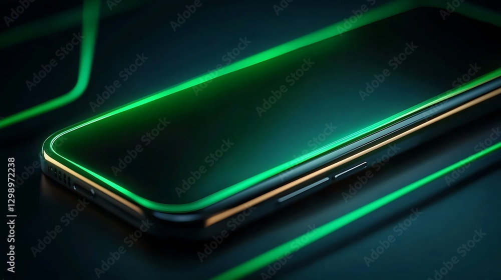 Futuristic Phone Display on Dark Surface Futuristic Phone Display on Dark Surface