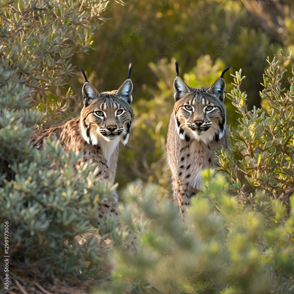 Obraz premium Iberian Lynx in Mediterranean shrubs