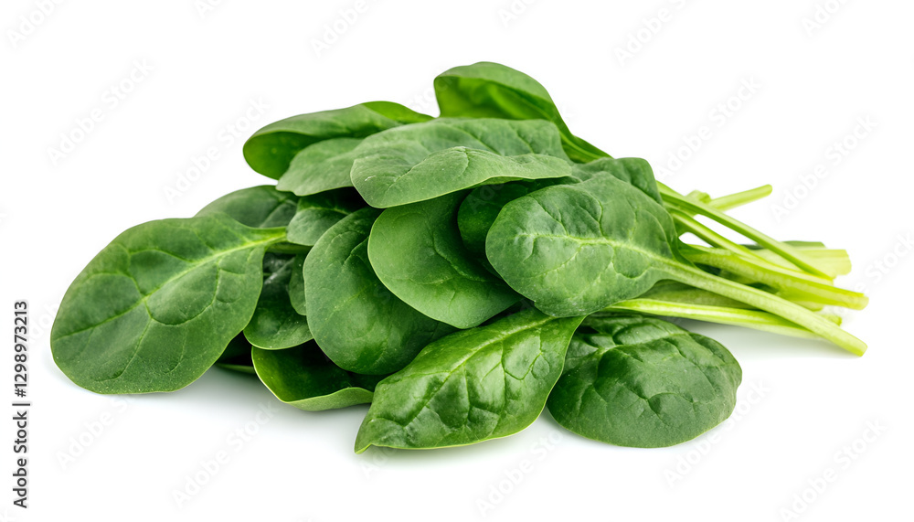 Bunch of fresh spinach leaves isolated on white Bunch of fresh spinach leaves isolated on white