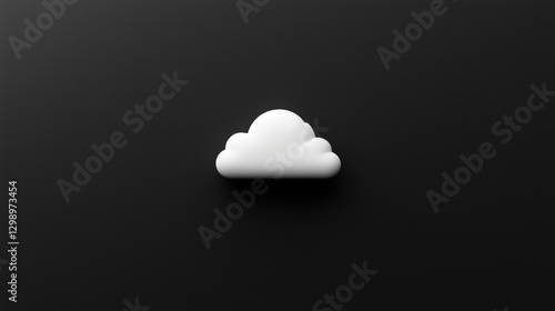 A simple white cloud icon set against a black background, representing weather or nature.