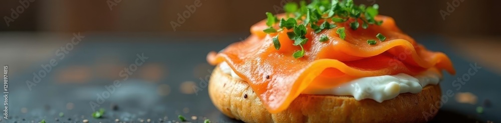 Smoked carrot vegan salmon on bagel with cashew cream cheese, healthy, healthy eating Smoked carrot vegan salmon on bagel with cashew cream cheese, healthy, healthy eating