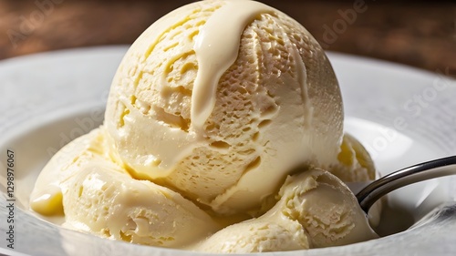 creamy vanilla ice cream scoop close-up