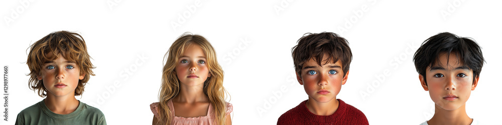 Group Of Children Portraits Collection Isolated on Transparent Background Group Of Children Portraits Collection Isolated on Transparent Background
