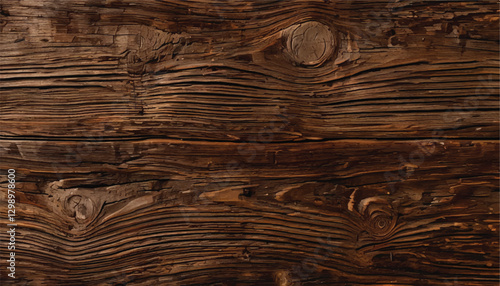 Old wood texture. Dark brown wood panel. Striated, grained, and patterned wood texture.