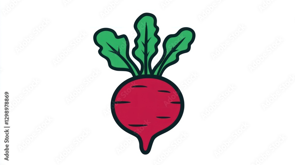 Red radish illustration, simple, healthy food icon