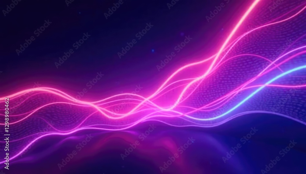 Fototapeta premium Swirling neon pastel lights dance on a dark background, colorful, pastel