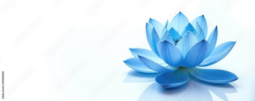 Soft blue lotus flower with dew drops on petals on white background, Serene, Petals Soft blue lotus flower with dew drops on petals on white background, Serene, Petals