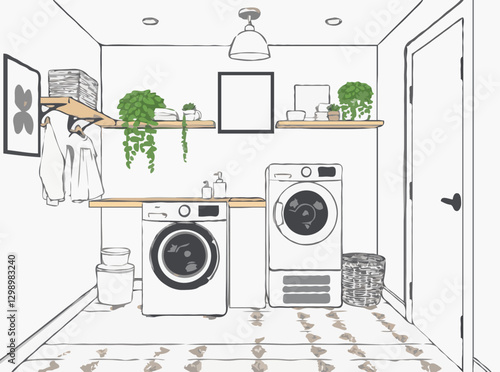 Minimalist Laundry Room Design with Efficient Layout