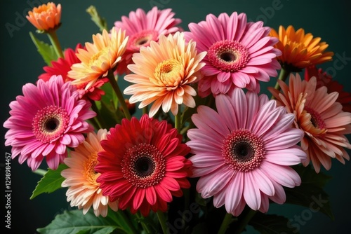 Gerbera flowers in a large bouquet with greenery, gerbera, floral