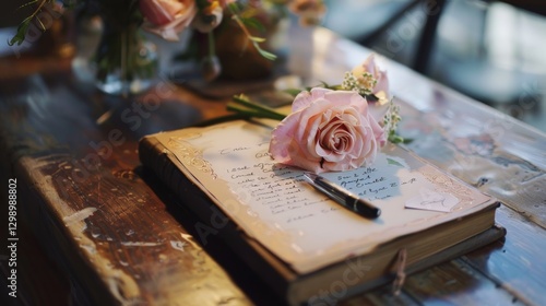 Wedding guest book with messages from friends and family with