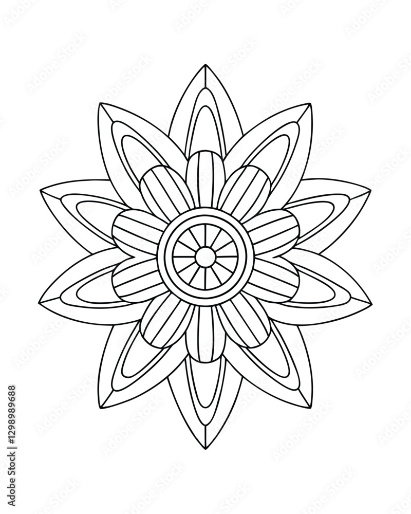 Fototapeta premium Mandala Made of Different Types of Pasta – Unique Food-Themed Adult Coloring Page on White Background