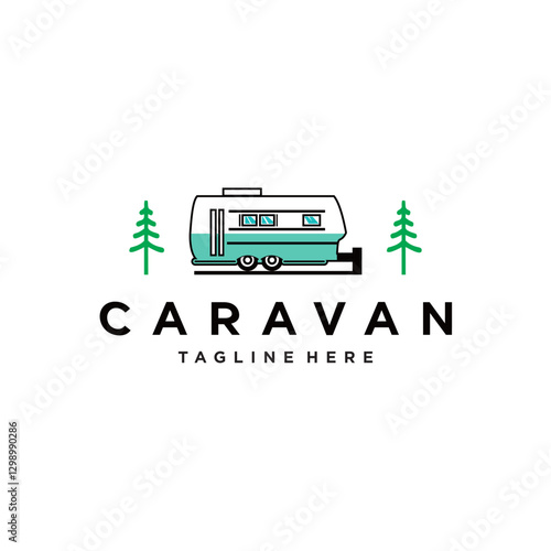 retro rv camper trailer vector illustration isolated for rental