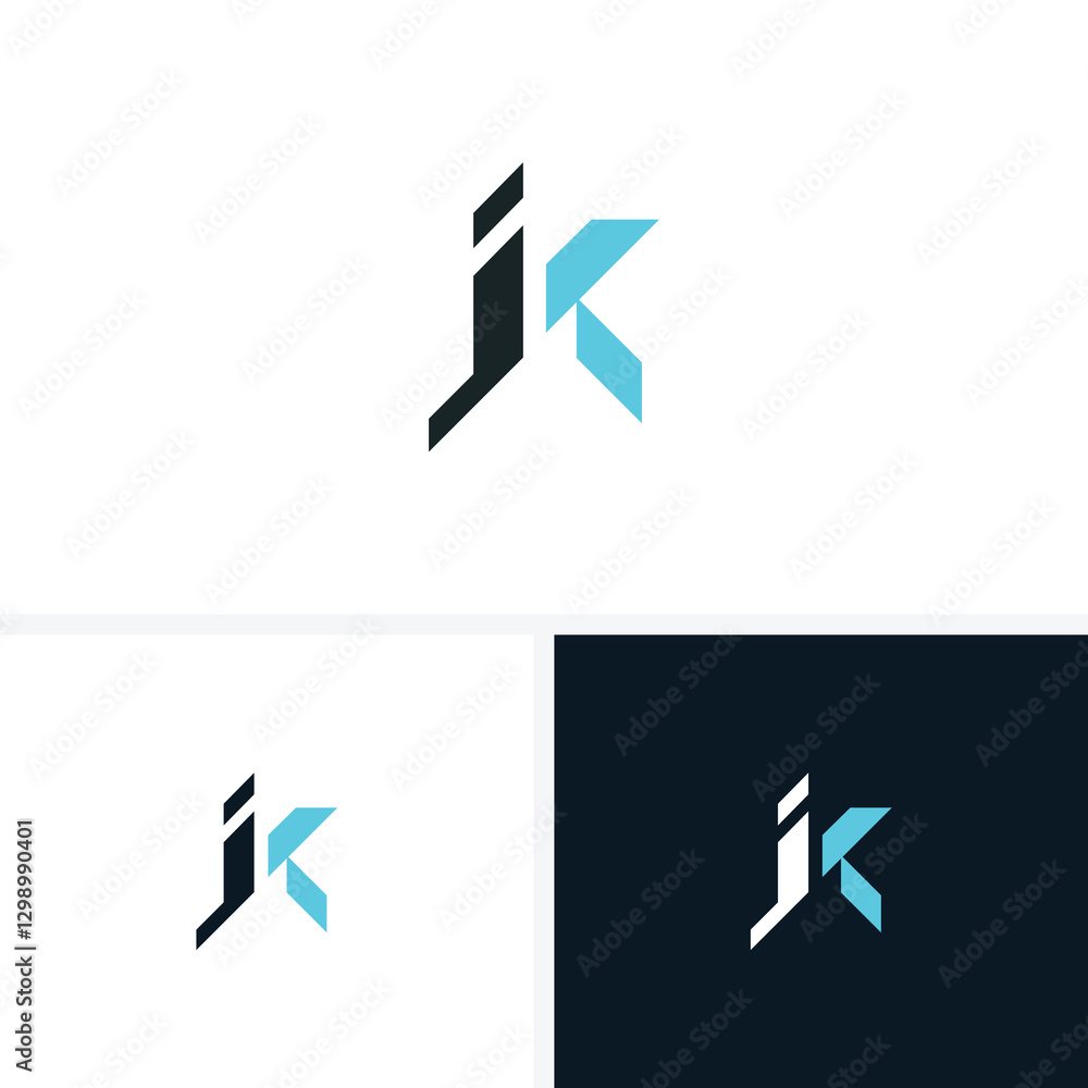 Minimal creative initial based KJ logo and JK logo. Letter JK KJ creative elegant monogram