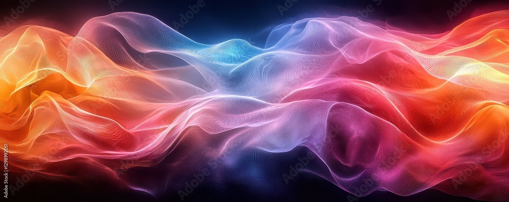 Colorful abstract waves of light in a vivid rainbow gradient Colorful abstract waves of light in a vivid rainbow gradient