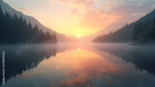 Wallpaper Mural Serene Lake Reflection at Twilight Hour Calm Torontodigital.ca