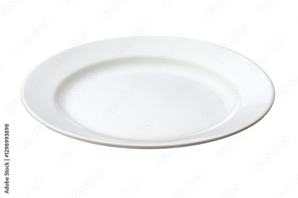 A white plate sits . ,on transparent background. A white plate sits . ,on transparent background.