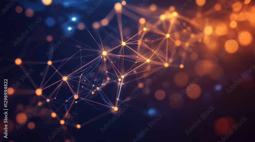 Fototapeta premium Geometric abstract background with dots and lines connecting molecules. Digital technology background and network connection.