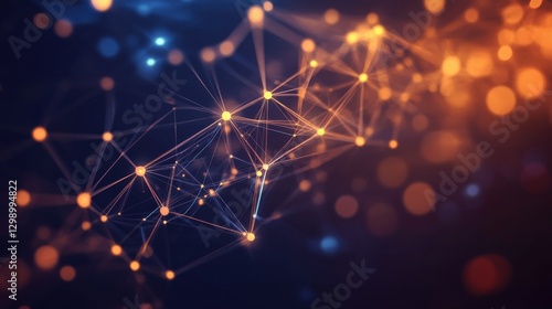 Wallpaper Mural Geometric abstract background with dots and lines connecting molecules. Digital technology background and network connection. Torontodigital.ca