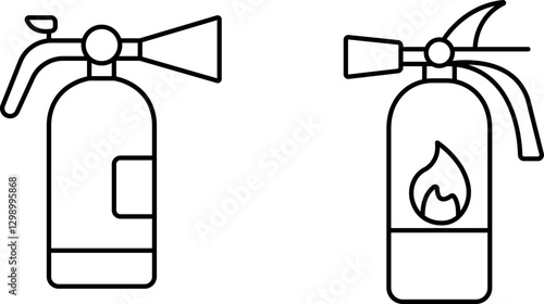 "Fire Extinguisher Icon - Thin Line Outline Vector"