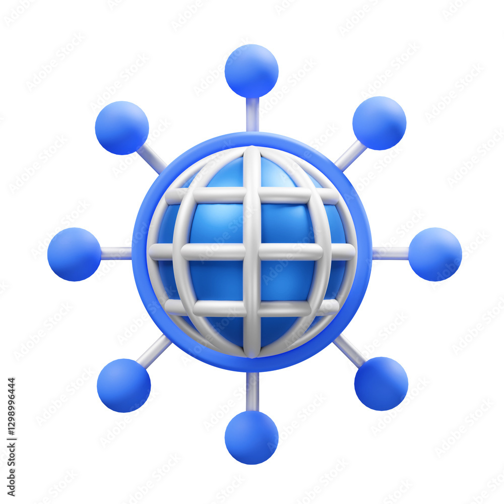 3D Render of a Blue Global Network with Connections 3D Render of a Blue Global Network with Connections