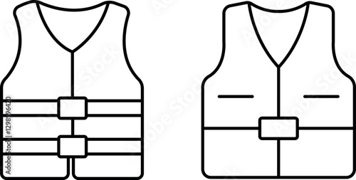 "Life Jacket & Safety Vest Icon - Thin Line Outline Vector"