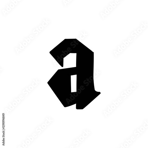 Magic Bold letter A of latin english language. Black font symbol in hand drawn doodle style. Vector illustration isolated on white background. For presentation, logo, branding, font, education.