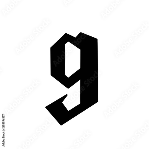Magic Bold letter g of latin english language. Black font symbol in hand drawn doodle style. Vector illustration isolated on white background. For presentation, logo, branding, font, education.