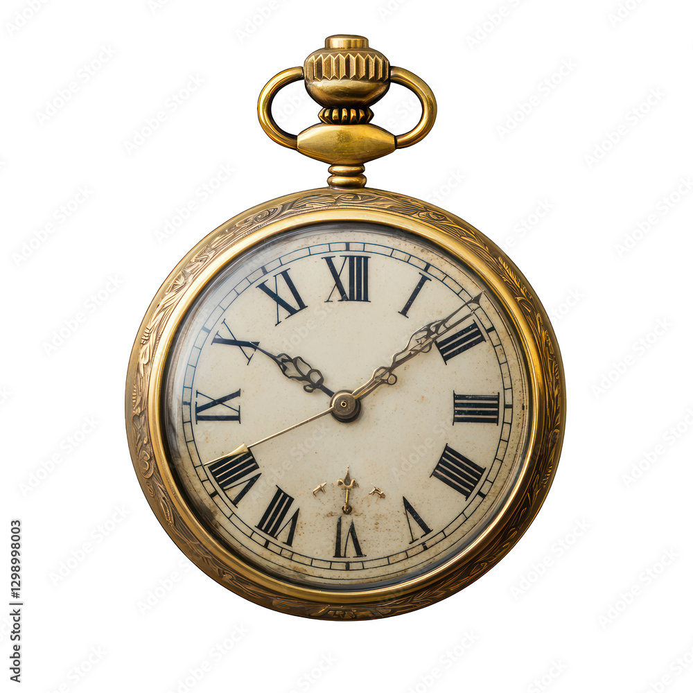 Antique gold pocket watch isolated on transparent background. Antique gold pocket watch isolated on transparent background.