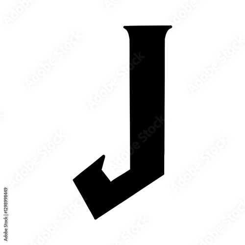 Magic Bold letter j of latin english language. Black font symbol in hand drawn doodle style. Vector illustration isolated on white background. For presentation, logo, branding, font, education.