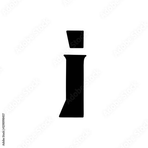 Magic Bold letter i of latin english language. Black font symbol in hand drawn doodle style. Vector illustration isolated on white background. For presentation, logo, branding, font, education.