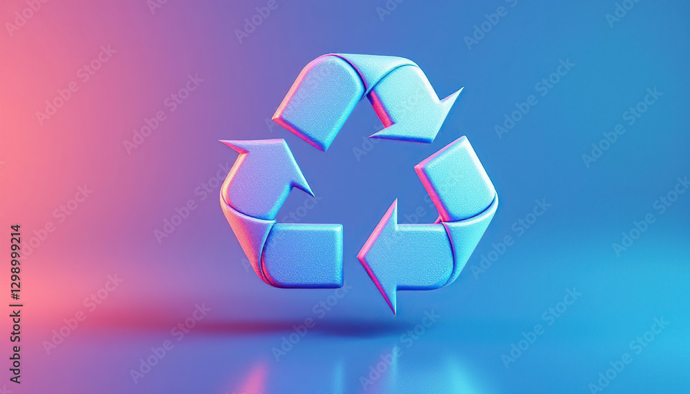 3d Recycle Symbol Neon Blue Pink Gradient 3d Recycle Symbol Neon Blue Pink Gradient
