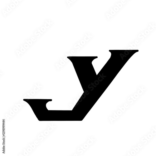 Magic Bold letter y of latin english language. Black font symbol in hand drawn doodle style. Vector illustration isolated on white background. For presentation, logo, branding, font, education.