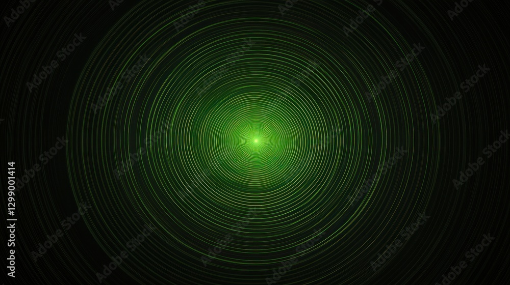 Abstract green concentric circles design on dark background Abstract green concentric circles design on dark background