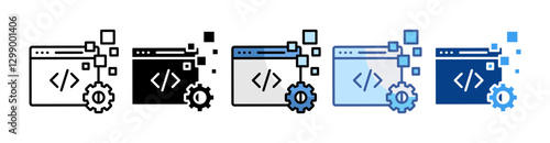 Software Code Icon Set Multiple Style Collection