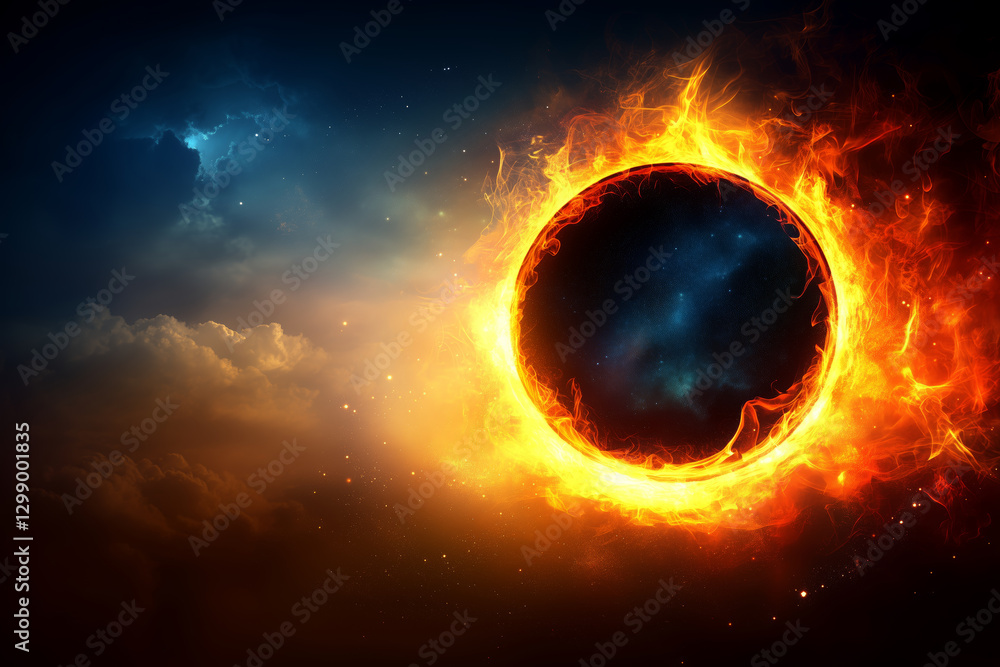 Naklejka premium Fiery Solar Eclipse in a Dramatic Sky