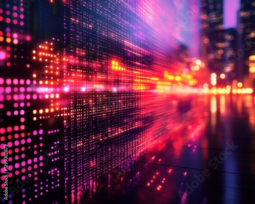 Wallpaper Mural A vibrant abstract portrayal of digital lights illuminating a cityscape at night. Torontodigital.ca