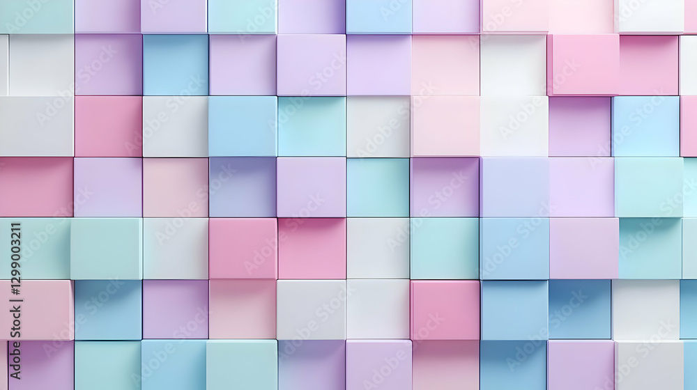 Abstract Cubes Patterned Wall Composed Of Pastel Colors And Varying Tones Abstract Cubes Patterned Wall Composed Of Pastel Colors And Varying Tones