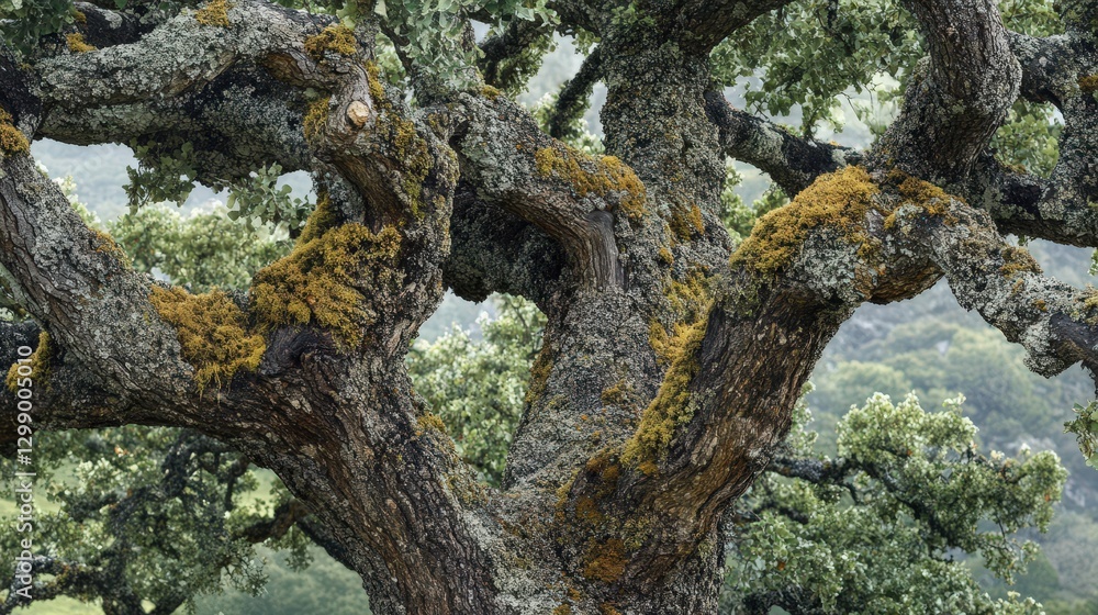 Ancient Oak Tree Trunk Covered in Moss Ancient Oak Tree Trunk Covered in Moss