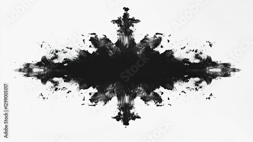 Symmetrical inkblot artwork creating a captivating monochromatic visual pattern