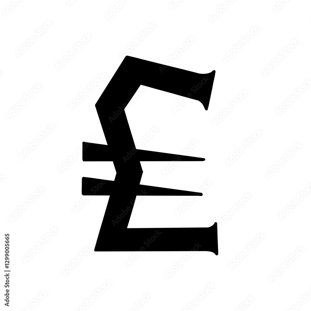 Magic Bold pound sterling sign symbol in hand drawn style. Vector illustration isolated on white background. For typography, font, shop, logo, alphabet, sales, signboard, education, branding. Magic Bold pound sterling sign symbol in hand drawn style. Vector illustration isolated on white background. For typography, font, shop, logo, alphabet, sales, signboard, education, branding.