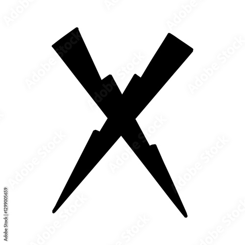 Magic Bold letter x of latin english language. Black font symbol in hand drawn doodle style. Vector illustration isolated on white background. For presentation, logo, branding, font, education.