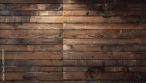 Wooden Plank Background with Natural Grain. Wooden wall. Wood texture. Dark wooden background with planks of wood.
