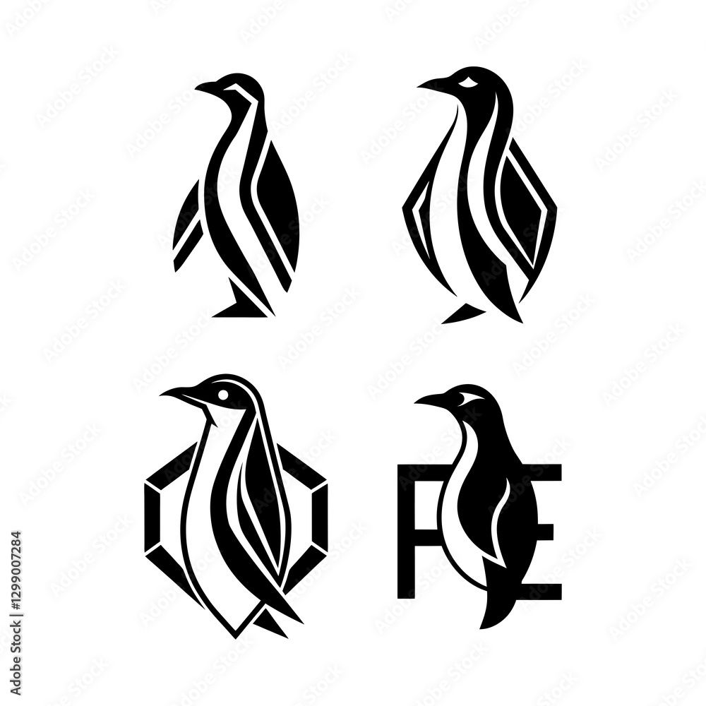 Obraz premium A set of penguin logo icon vector illustration