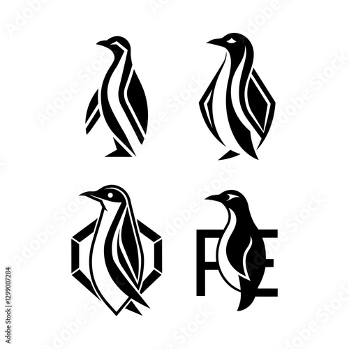A set of penguin logo icon vector illustration