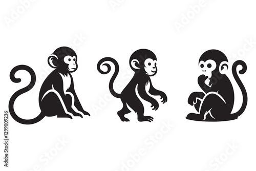 Monkey silhouette with white background