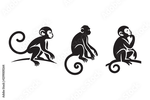 Monkey silhouette with white background